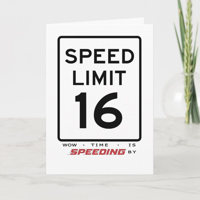 Carte d'anniversaire de la 16e limite de vitesse (Devant)