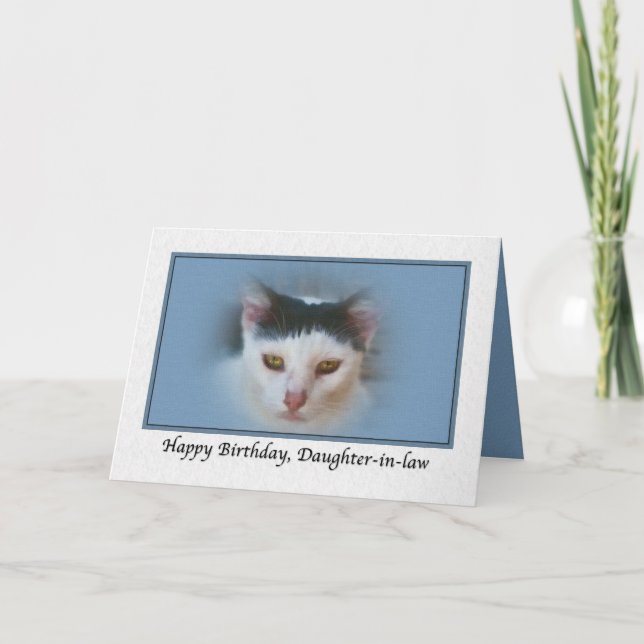 Carte d'anniversaire de la belle-fille avec chat (Devant)