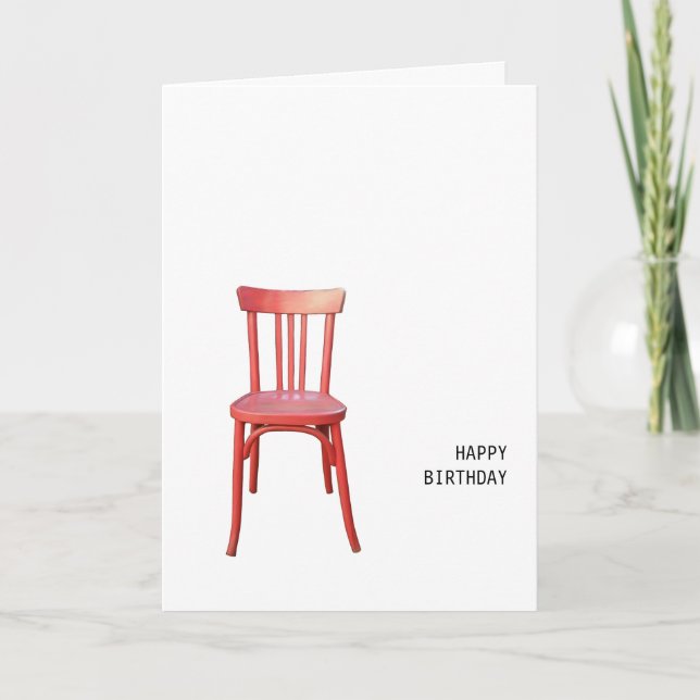 Carte d'anniversaire de la chaise rouge (Devant)