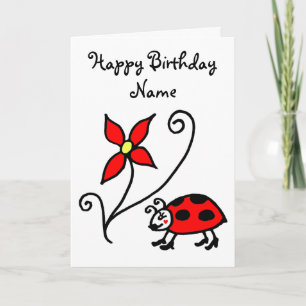 Carte d'anniversaire de la chouette coccinelle et 
