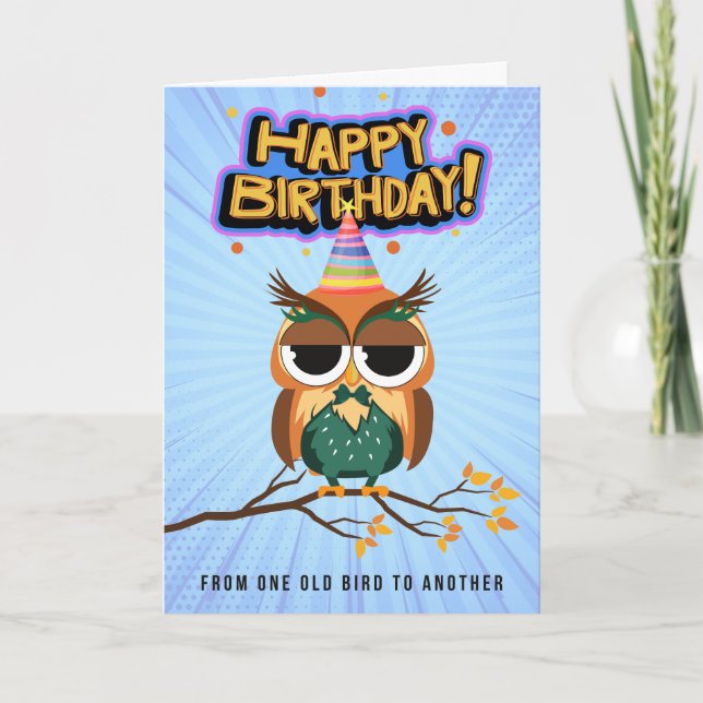 Carte d'anniversaire de la Chouette colorée (Devant)