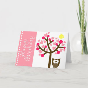 Carte d'anniversaire de la Chouette en fleurs de c