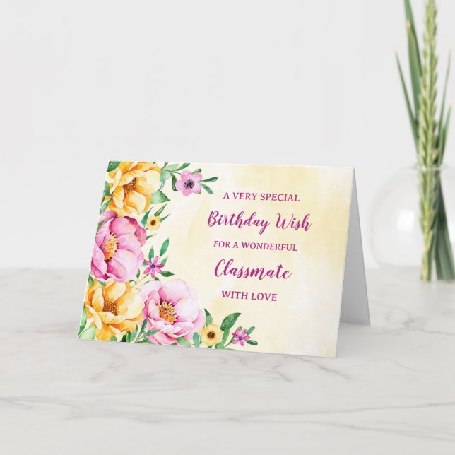 Carte d'anniversaire de la classe Fleurs de printe (Devant)