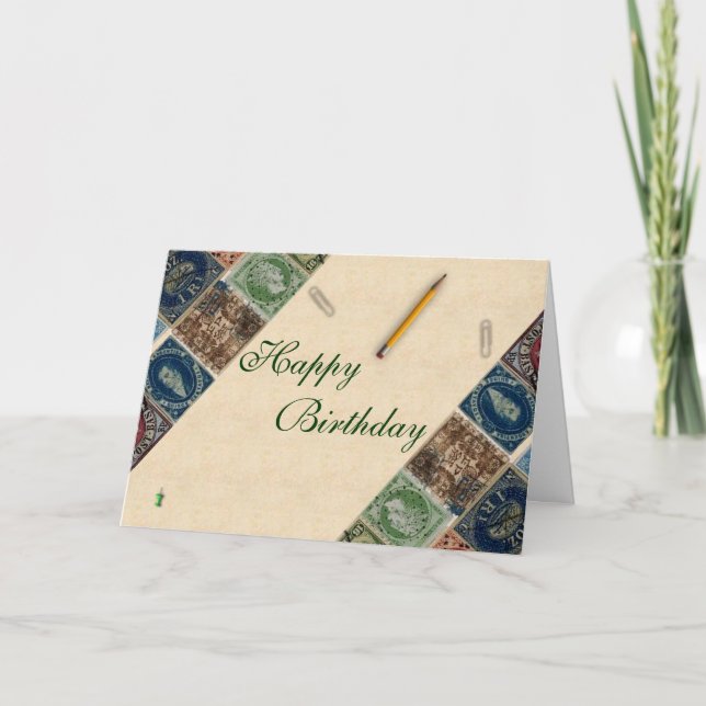 Carte d'anniversaire de la collection de timbres (Devant)
