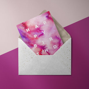 Carte d'anniversaire de la couleur de l'aquarelle 