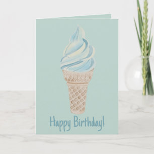 Carte d'anniversaire de la crème glacée aquarelle
