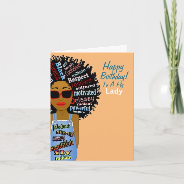 Carte d'anniversaire de la Dame de vol afro-améric (Devant)