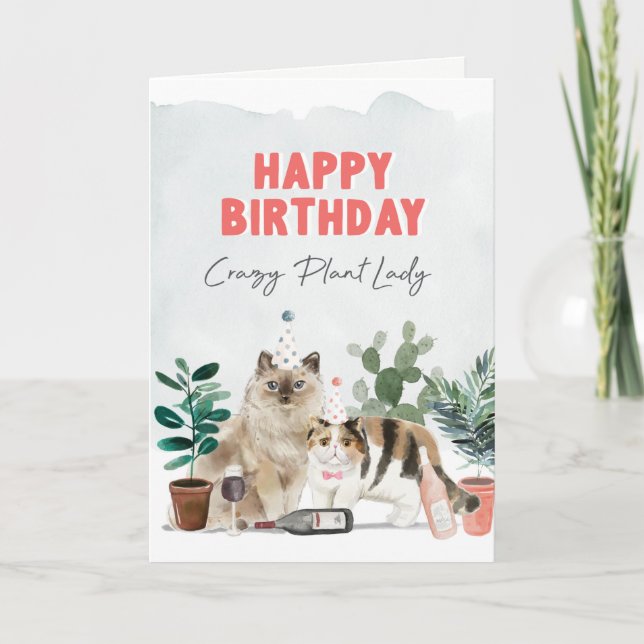 Carte d'anniversaire de la dame Plante folle (Devant)