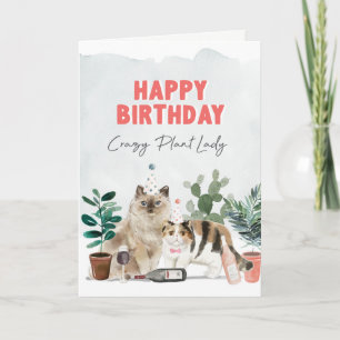 Carte d'anniversaire de la dame Plante folle
