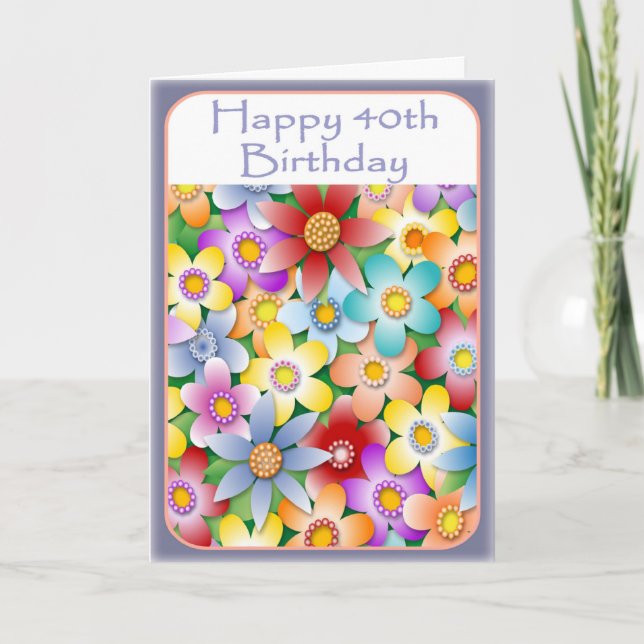 Carte d'anniversaire de la Diva's Flower Power 40t (Devant)