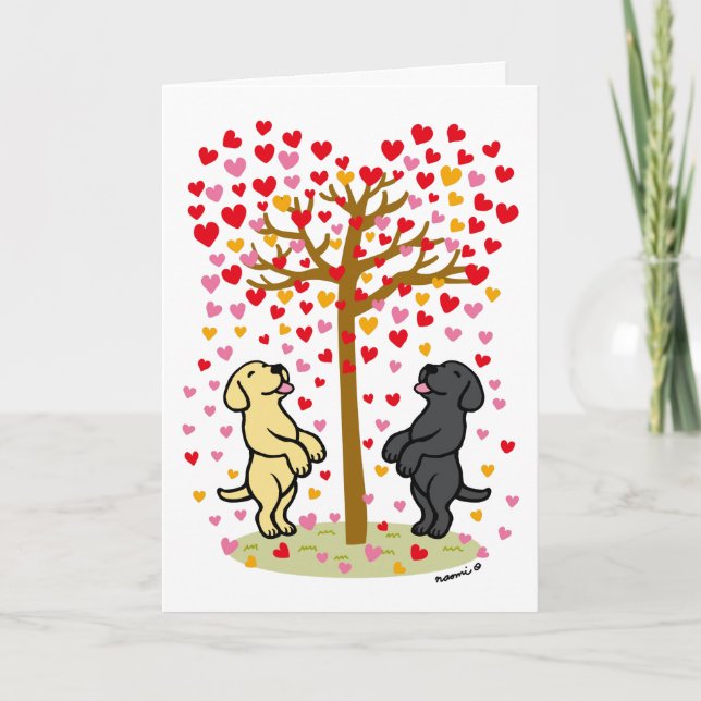 Carte d'anniversaire de la douche de coeur Labrado (Devant)