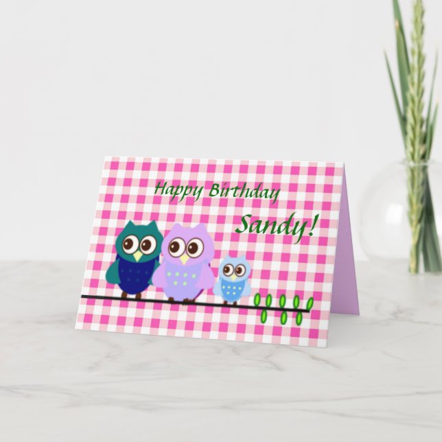 Carte d'anniversaire de la famille des Chouettes (Devant)
