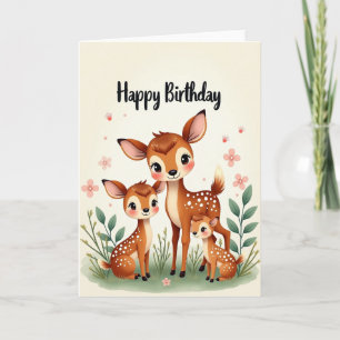 Carte d'anniversaire de la famille Faon joyeuse
