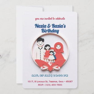 Carte d'anniversaire de la famille musulmane migno