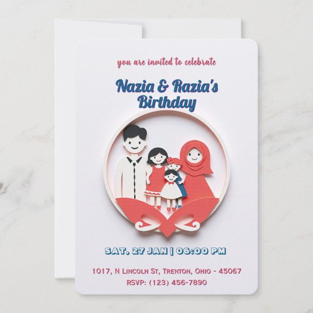 Carte d'anniversaire de la famille musulmane migno (Devant)