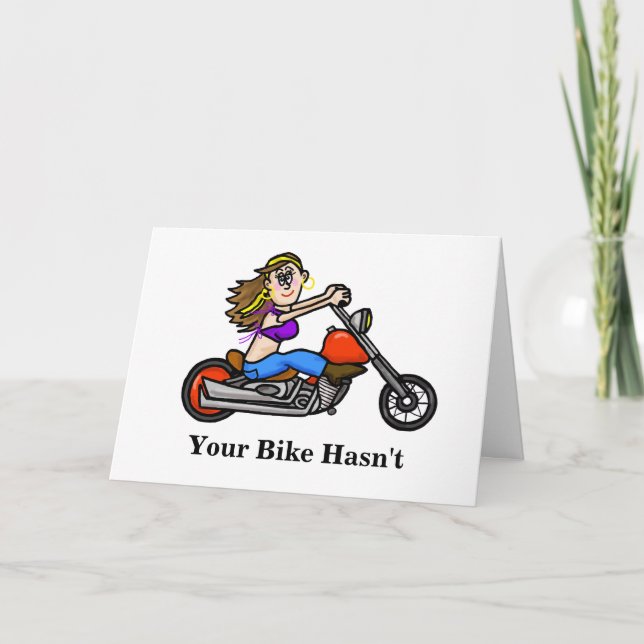 Carte d'anniversaire de la femme en moto (Devant)