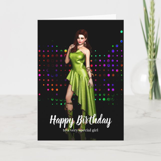 Carte d'anniversaire de la Fille de fête (Devant)