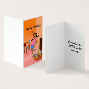 Carte d'anniversaire de la fille ethnique aux tres