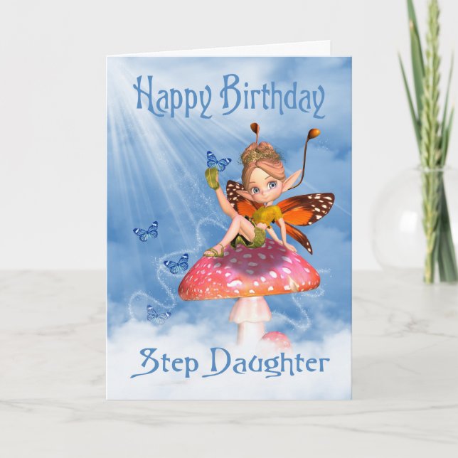 Carte d'anniversaire de la fille Step - Fée mignon (Devant)