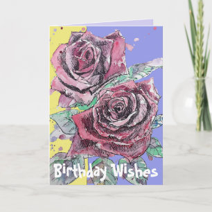 Carte d'anniversaire de la floraison de rose rouge