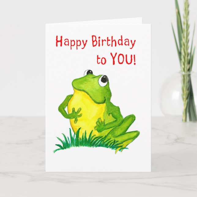 Carte d'anniversaire de la grenouille verte (Devant)