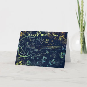 Carte d'anniversaire de la guitare aux fleurs