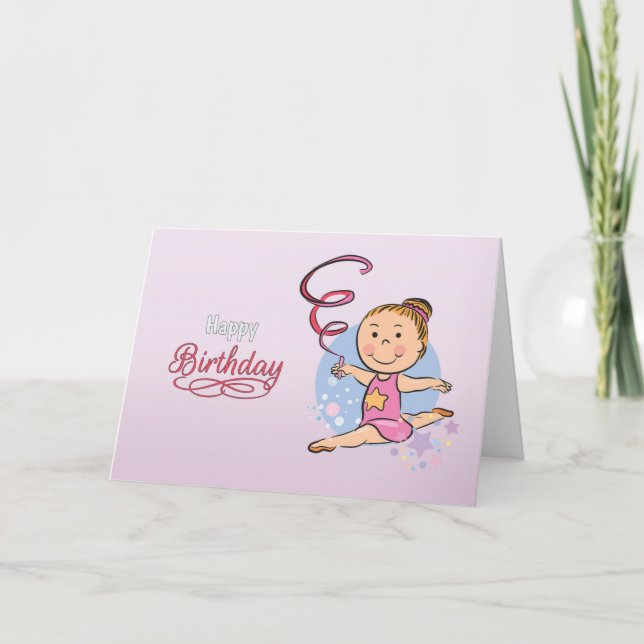 Carte d'anniversaire de la gymnaste rythmique d'un (Devant)
