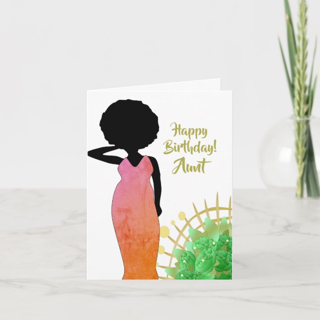 Carte d'anniversaire de la jeune femme afro-améric (Devant)