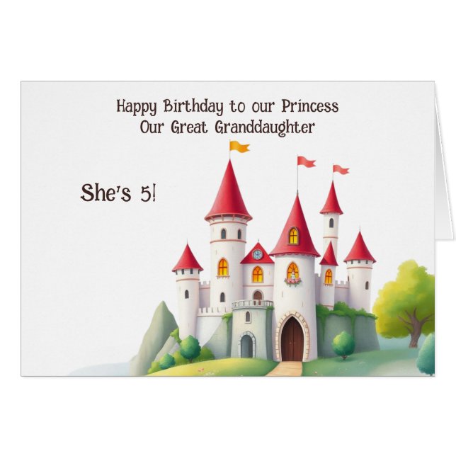 Carte d'anniversaire de la jolie Princess Castle (Devant horizontal)
