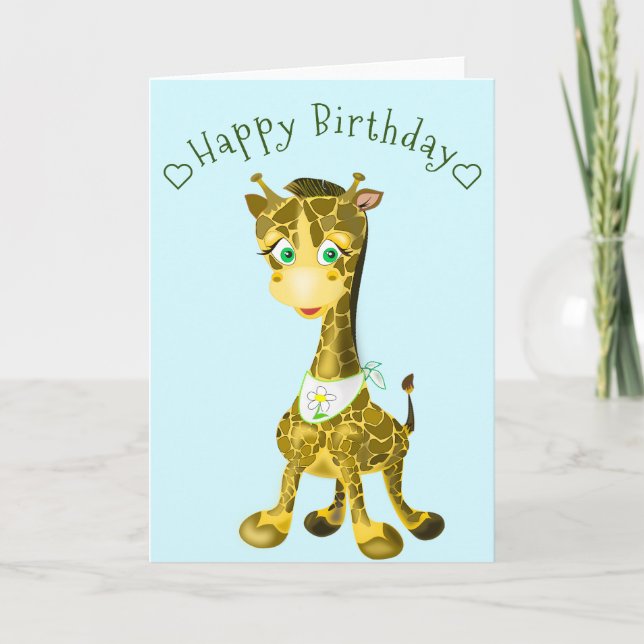 Carte d'anniversaire de la joyeuse Giraffe Baby (Devant)