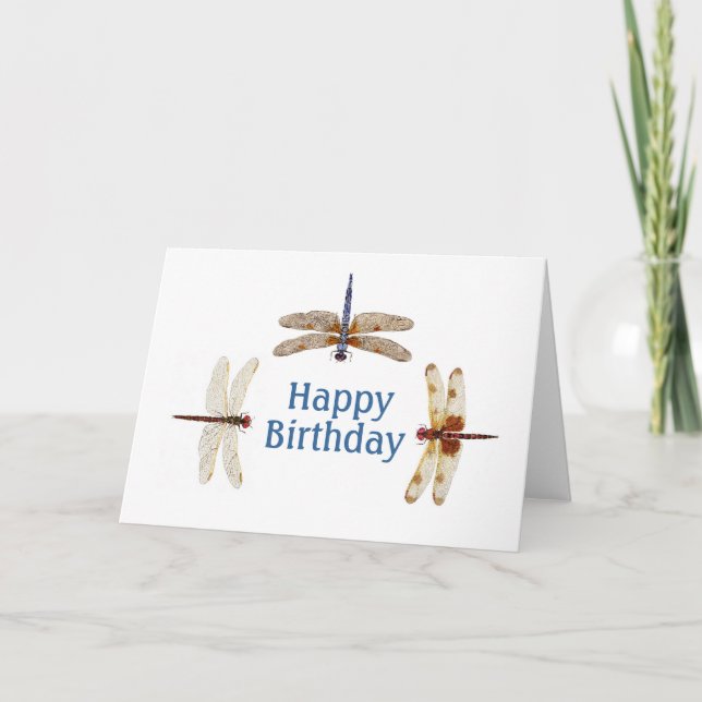 Carte d'anniversaire de la libellule. (Devant)