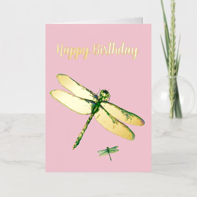 Carte d'anniversaire de la libellule artistique ro (Recto)