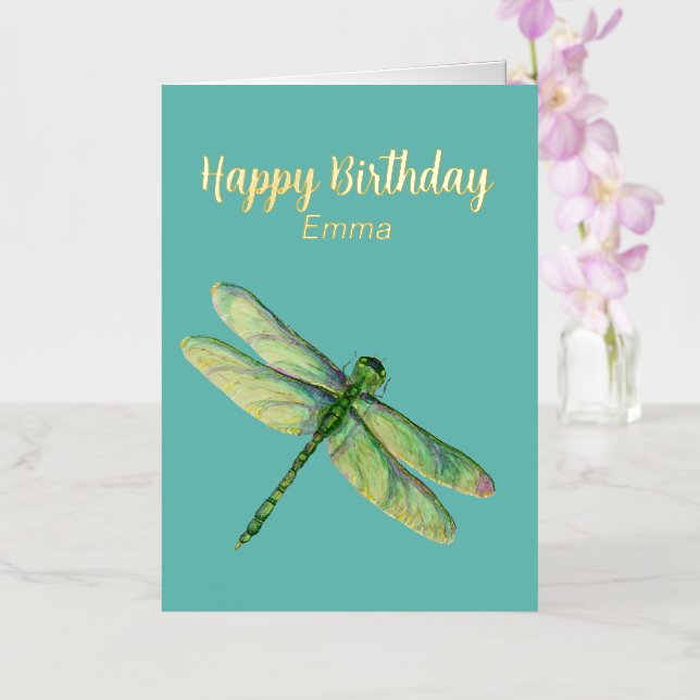 Carte d'anniversaire de la libellule pliée (Orchidée)