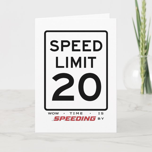 Carte d'anniversaire de la limite de vitesse 20e (Devant)