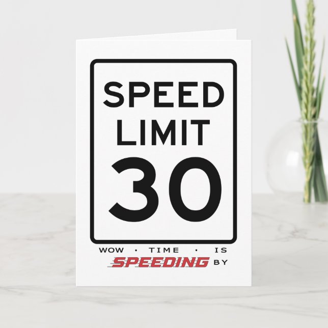 Carte d'anniversaire de la limite de vitesse 30e (Devant)