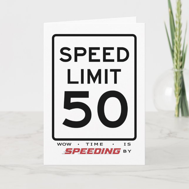 Carte d'anniversaire de la limite de vitesse 50e (Devant)