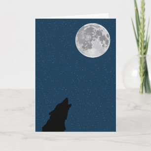 Carte d'anniversaire de la lune et du loup