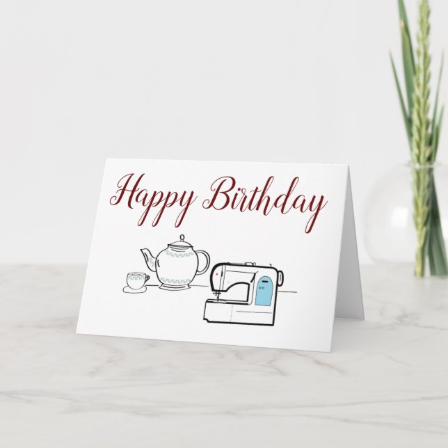Carte d'anniversaire de la machine à coudre (Devant)
