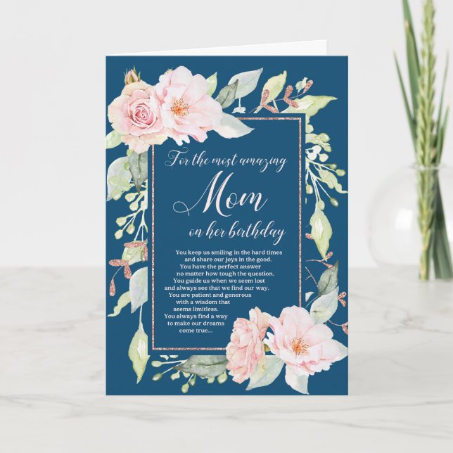 Carte d'anniversaire de la mère de Navy Blue Pink  (Devant)