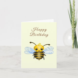 Carte d'anniversaire de la mignonne reine abeille