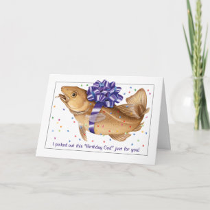 Carte d'anniversaire de la morue