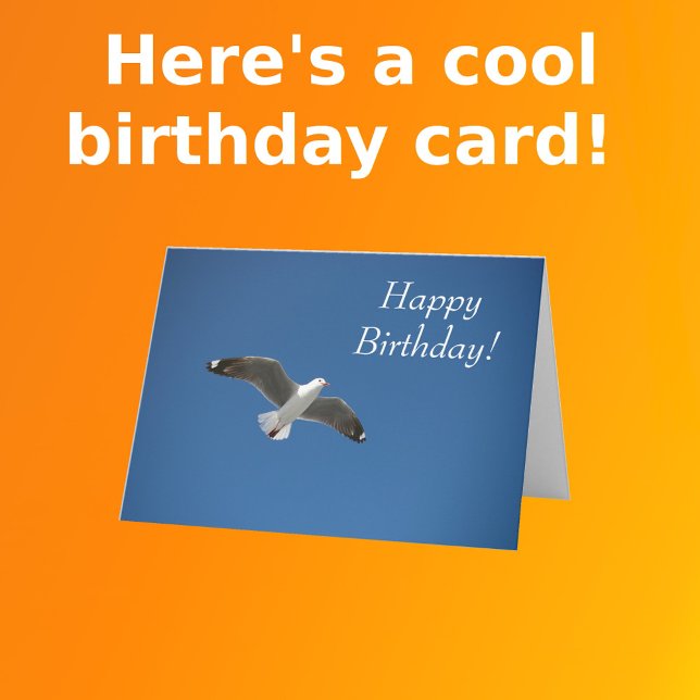Carte d'anniversaire de la Mouette blanche (Front with Background2)