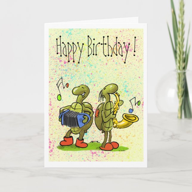 carte d'anniversaire de la musique tortue (Devant)