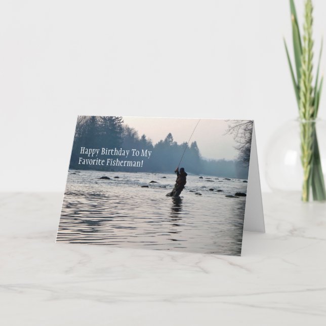 Carte d'anniversaire de la pêche à la volée (Devant)