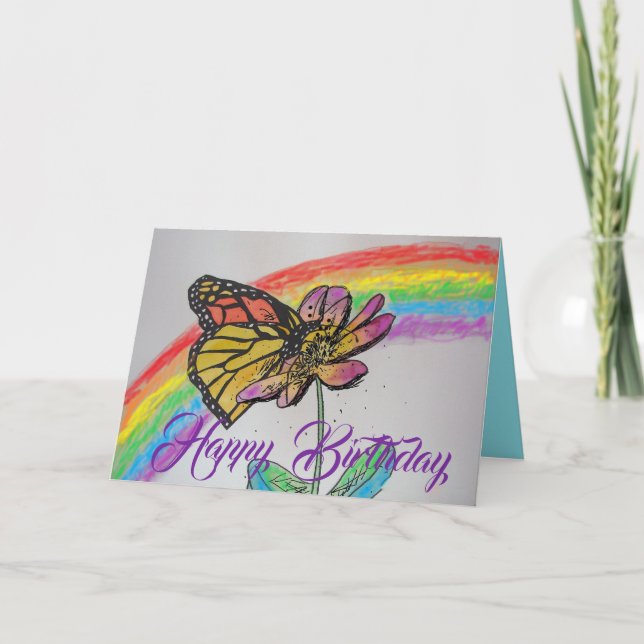 Carte d'anniversaire de la peinture papillon Monar (Devant)