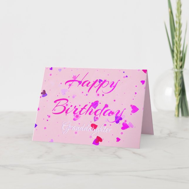 Carte d'anniversaire de la petite fille rose (Devant)