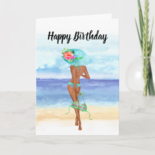 Carte d'anniversaire de la plage afro-américaine (Devant)