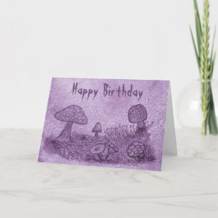 Carte d'anniversaire de la prairie de champignons