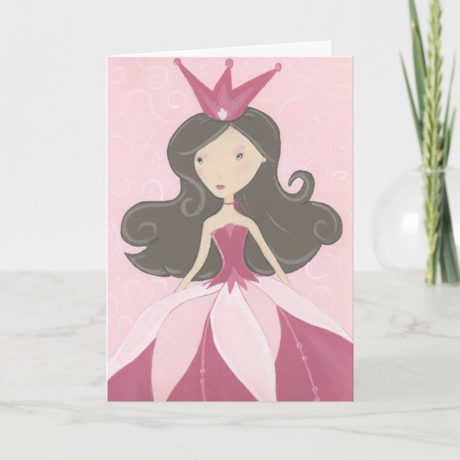 Carte d'anniversaire de la princesse rose (Devant)