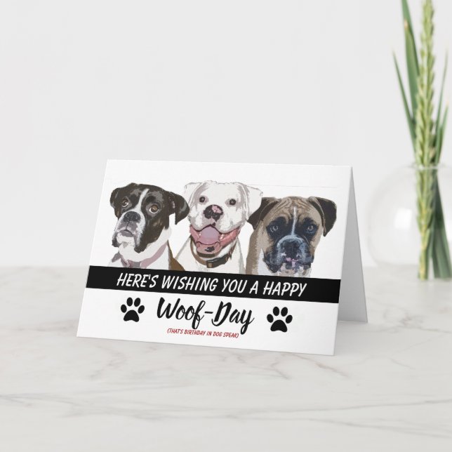 Carte d'anniversaire de la race de chien de boxer  (Devant)